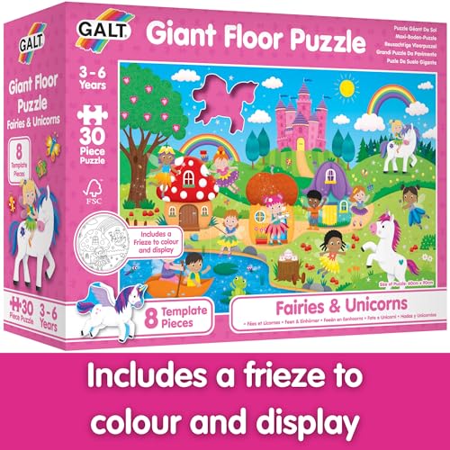 Galt Giant Floor Jigsaw Puzzle Fairies and Unicorns - 30-Piece Educational Puzzle for Kids Ages 3-6 9
