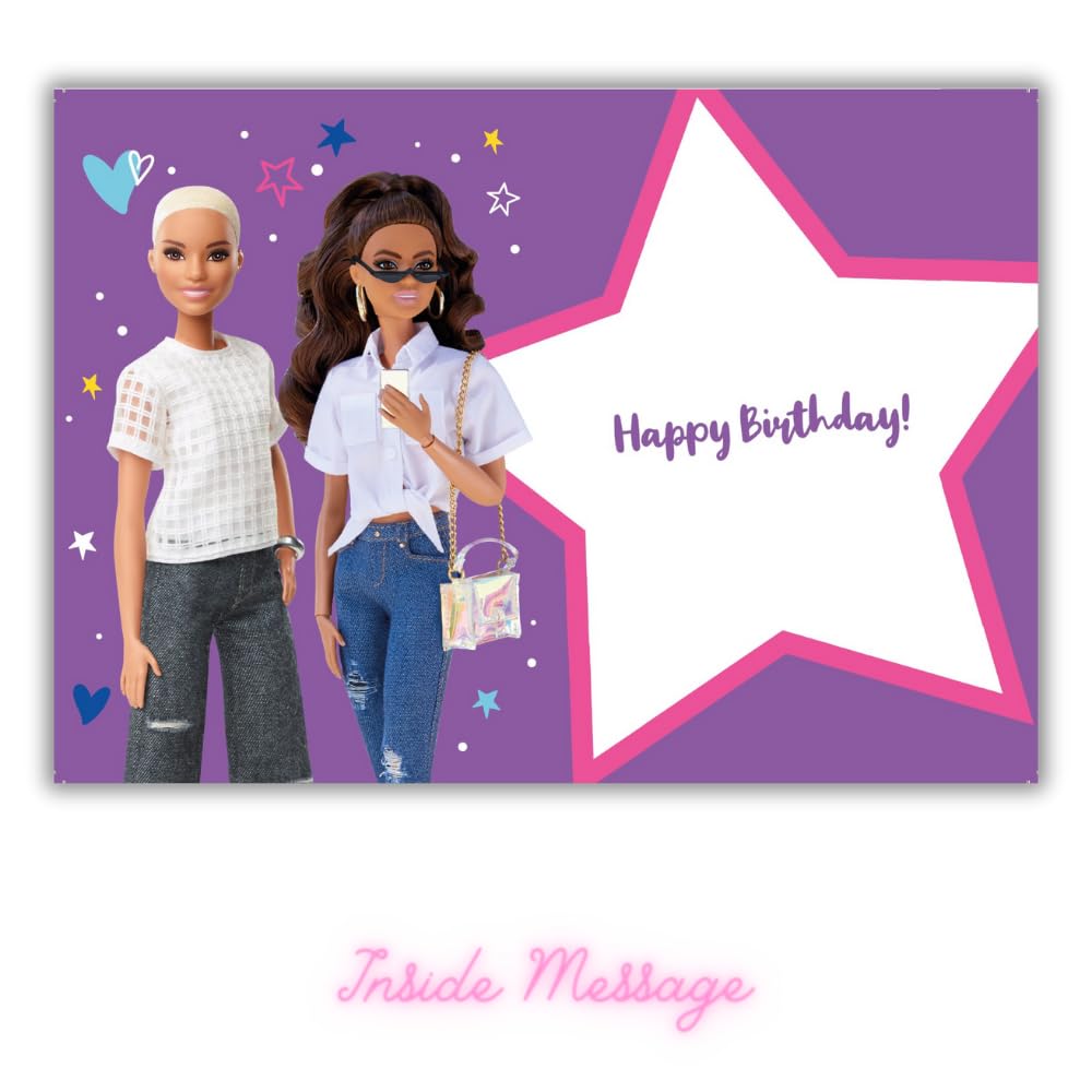 Barbie Age 4 Birthday Card - '4 Today Dream Big' Message | 7x6 Inches