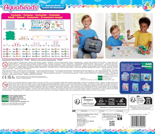 Aquabeads Dinosaur World Art & Craft Bead Kit | 1200 Beads in 28 Colors | Ages 4+