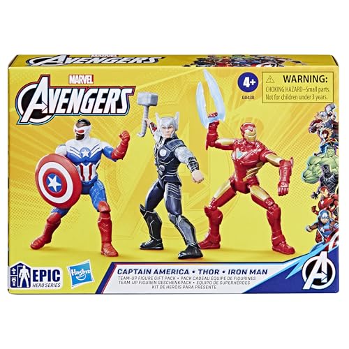 Marvel Avengers Epic Hero Series Team-Up Gift Pack with Captain America, Thor, Iron Man Figures | 10-cm Scale 3