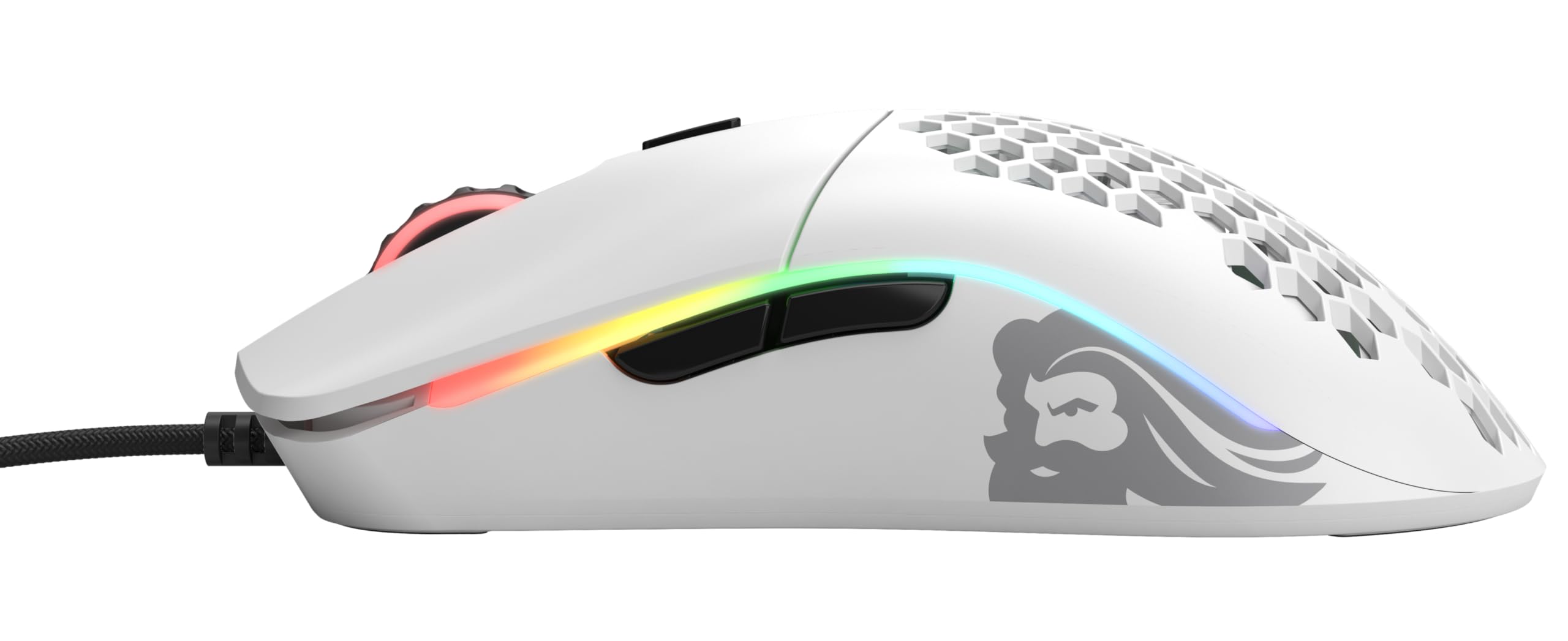 GLORIOUS Model O Kabelgebundene Gaming-Maus – 67 g, superleichtes Wabendesign, RGB, Pixart 3360-Sensor, Omron-Schalter, beidhändig bedienbar – Mattweiß