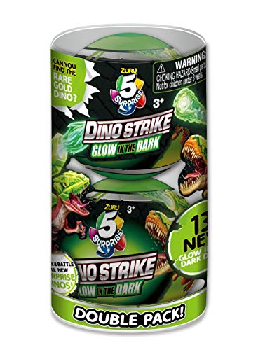 5 Surprise Dino Strike Glow in the Dark Series 2 - Building & Battle Toy Set (2023)