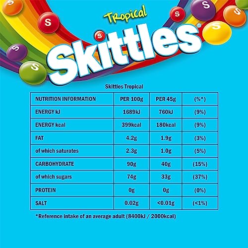 Skittles Tropical Fruit Chewy Sweets Vegan Pouch 136g 3
