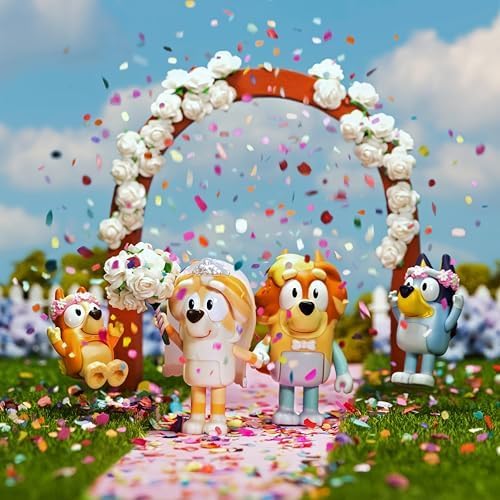 Bluey Figure 4-Pack Wedding Time | Includes Bluey, Bingo, Uncle Rad, Frisky | 3 Inches 7