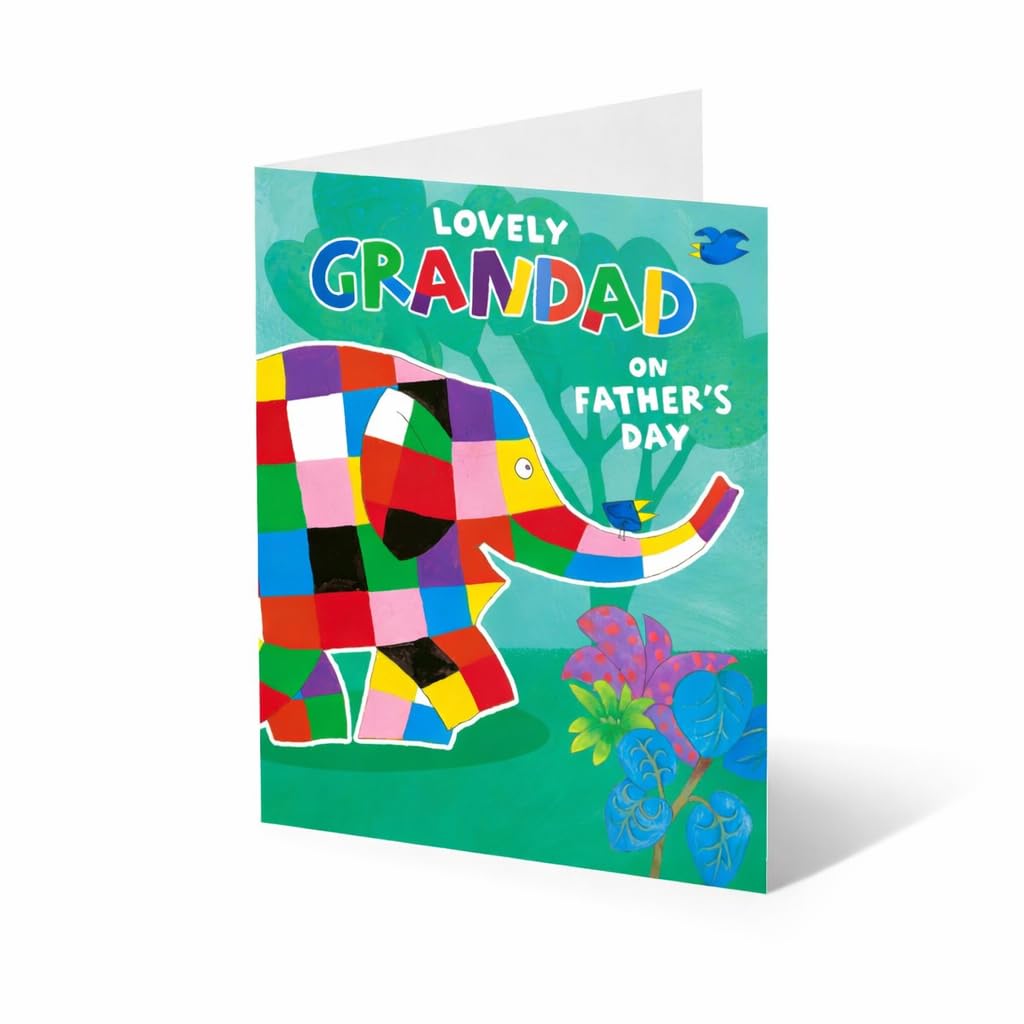 Elmer the Patchwork Elephant Father's Day Greeting Card for Grandad | Standard Size