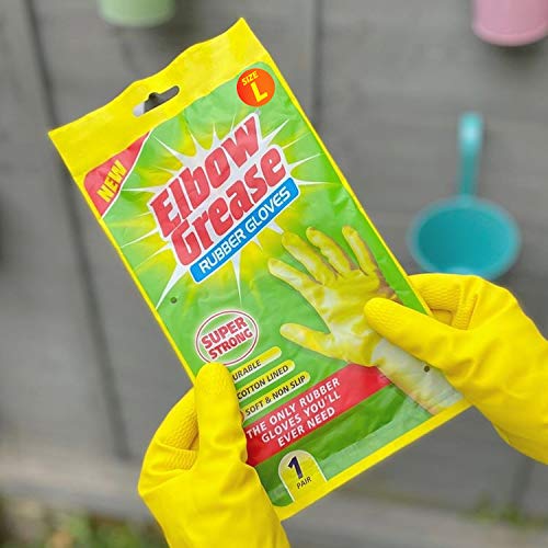 Elbow Grease Rubber Gloves - Super Strong & Durable | Cotton Lined | Size L (Pack of 1) 2