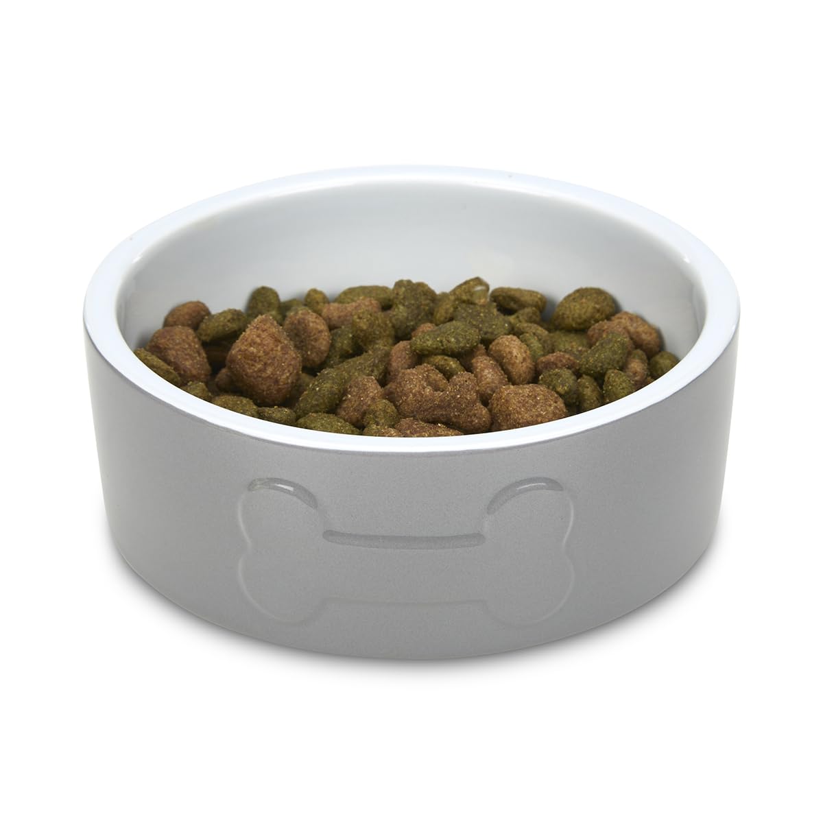 Petface Bone Ceramic Pet Bowl - Grey/White, 15 cm Diameter, Heavy Weighted for Dogs 4