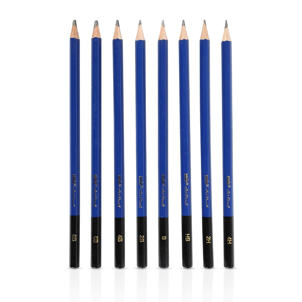 ANSIO Drawing Pencils Set of 8 - 2H, 4H, HB, B, 2B, 4B, 6B, 8B Graphite Sketching Pencils | Wood Material 1