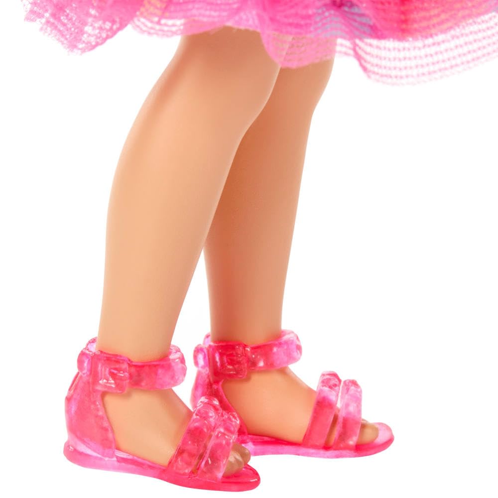 Barbie Club Chelsea 6-Inch Birthday Doll with Pink Streaks, Kitten Top & 4 Accessories | Ages 3+ 4