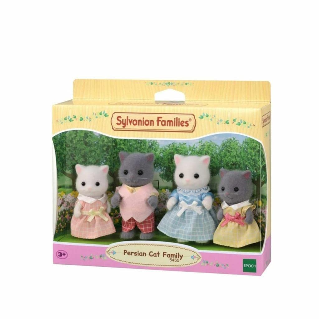 Sylvanian Families Persian Cat Family Doll Set - 4 Posable Figures | Removable Clothing | Pocket-Size 1