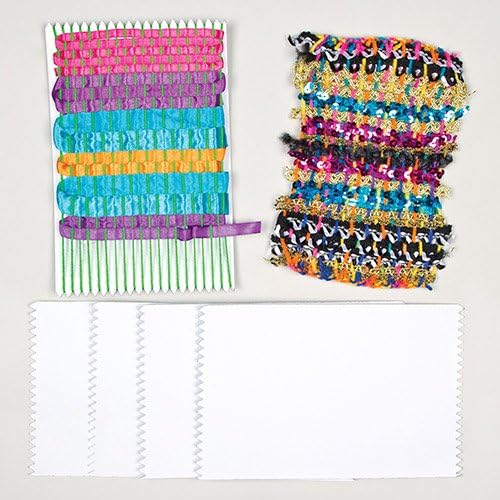 Baker Ross AC132 Weaving Cards - 30 Pack Craft Kit for Kids, 800gsm Card, 22 x 14 cm 1
