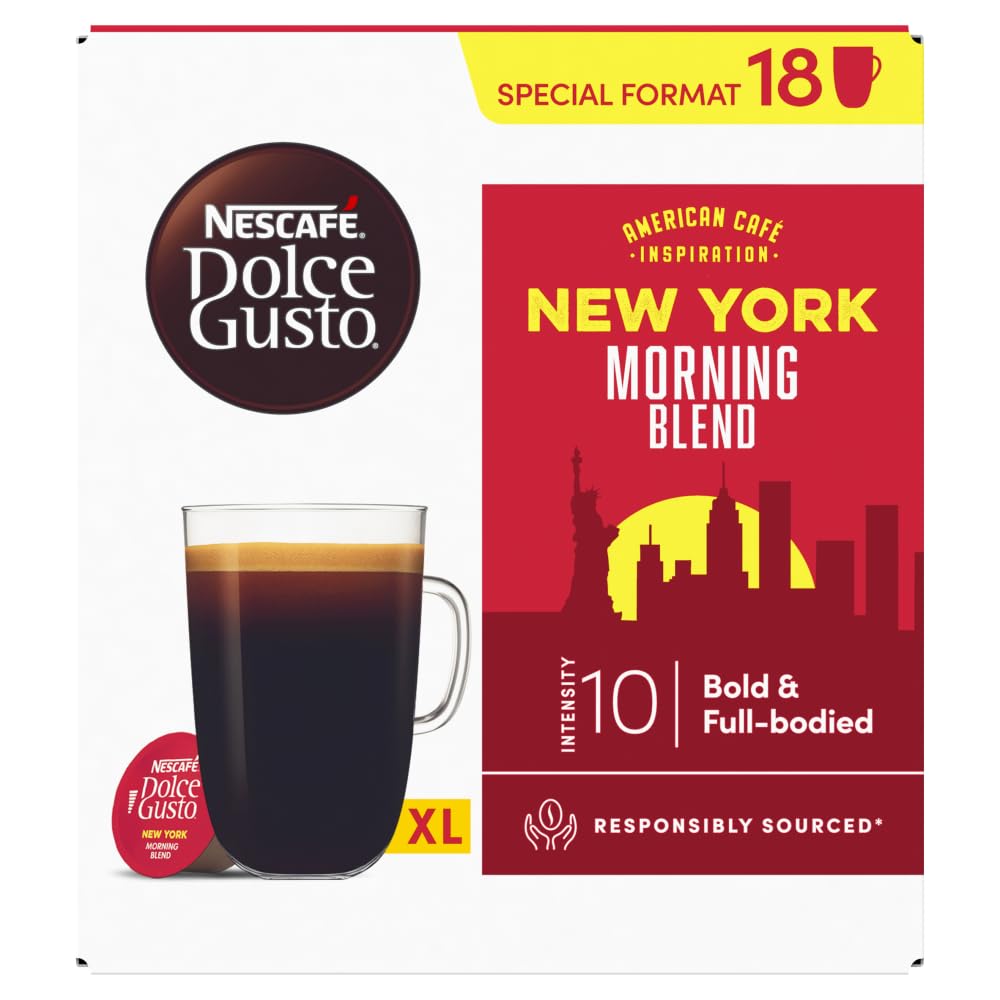Nescafé Dolce Gusto New York Morning Blend Americano Coffee Pods - Intensity 10, 54 Servings (Pack of 3)
