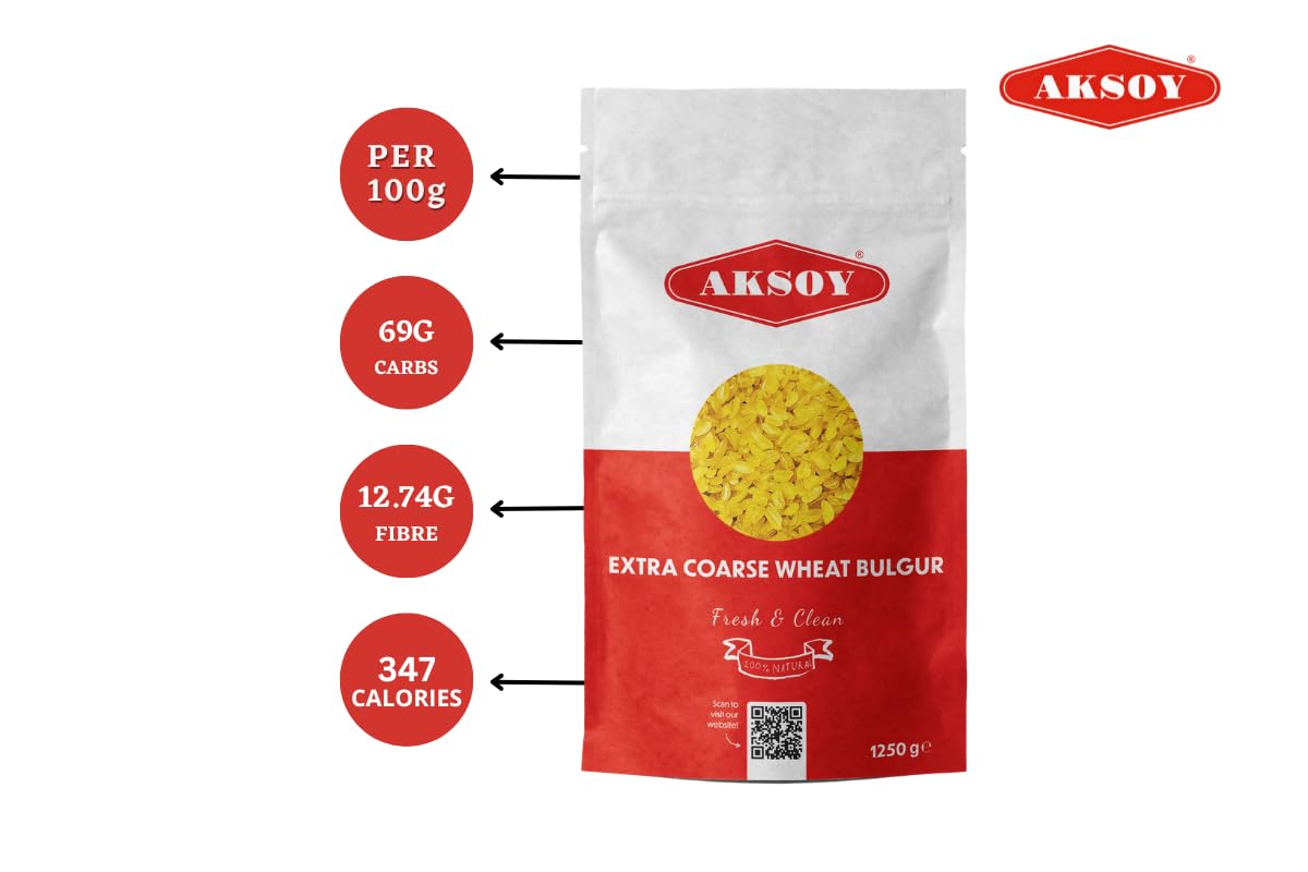 AKSOY Extra Coarse Wheat Bulgur - 1.25KG | Resealable Pouch | Vegan Friendly 9