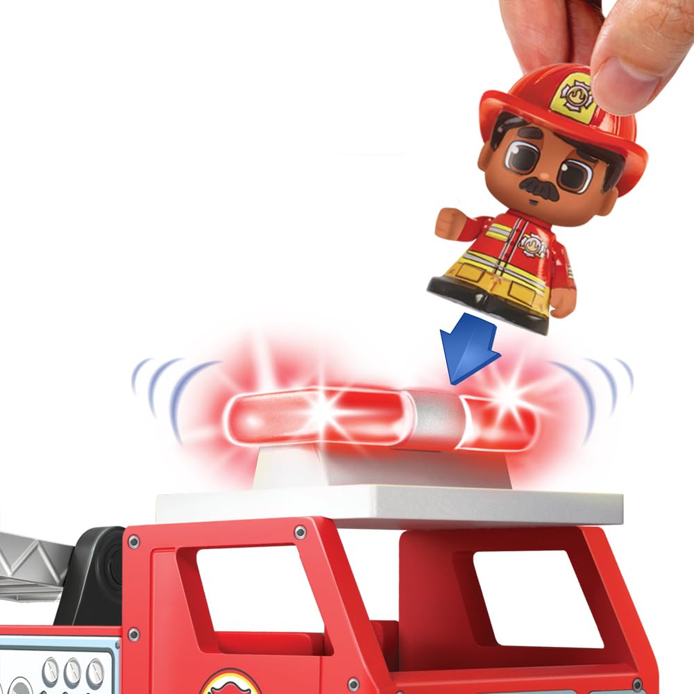 Tile Town Firetruck Magnetic Tiles Building Vehicle Playset with Lights & Sounds - 18-Piece STEM Set for Ages 3+ 2