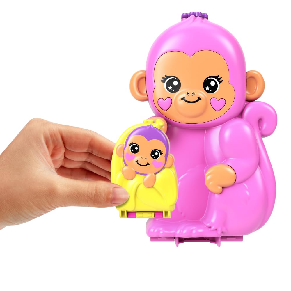 Polly Pocket Monkey Playset with 2 Micro Dolls, 2 Compacts, 3 Pets & 13 Accessories | Ages 4+ 4