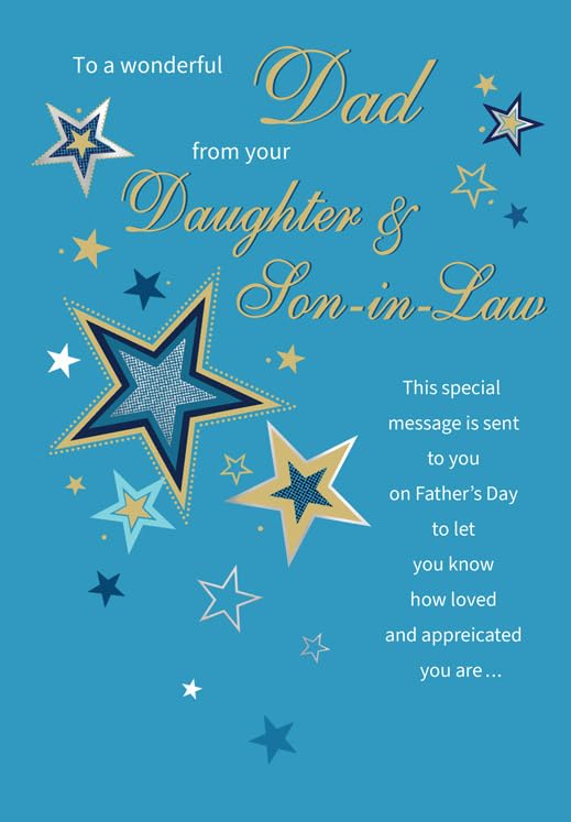 Piccadilly Greetings Father's Day Card for Dad From Daughter & Son in Law | 9 x 6 in