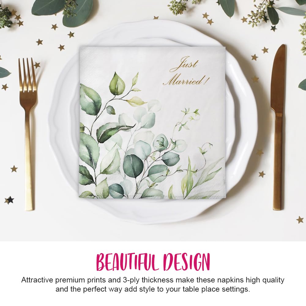 Anniversary House Eucalyptus Foliage Wedding Lunch Napkins - 3 Ply, 33cm Opened | Pack of 20 3