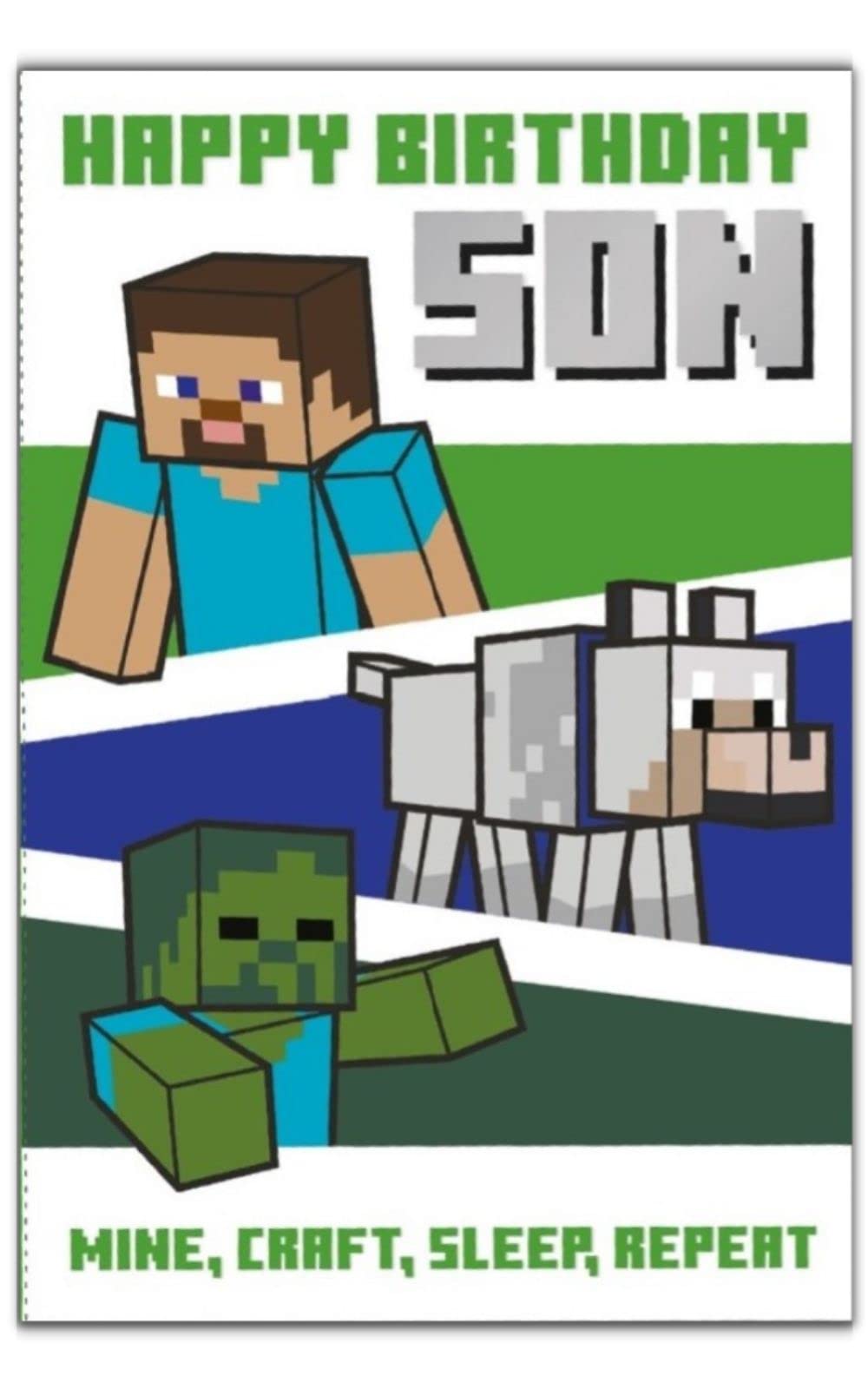 Danilo Promotions LTD Minecraft 'Happy Birthday Son' Birthday Card | 9 x 6 Inch