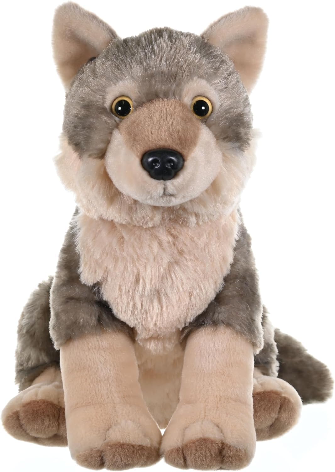 WILD REPUBLIC Wolf Cub Stuffed Animal - 30 cm Grey Plush Toy for Kids | Washable | Realistic Features