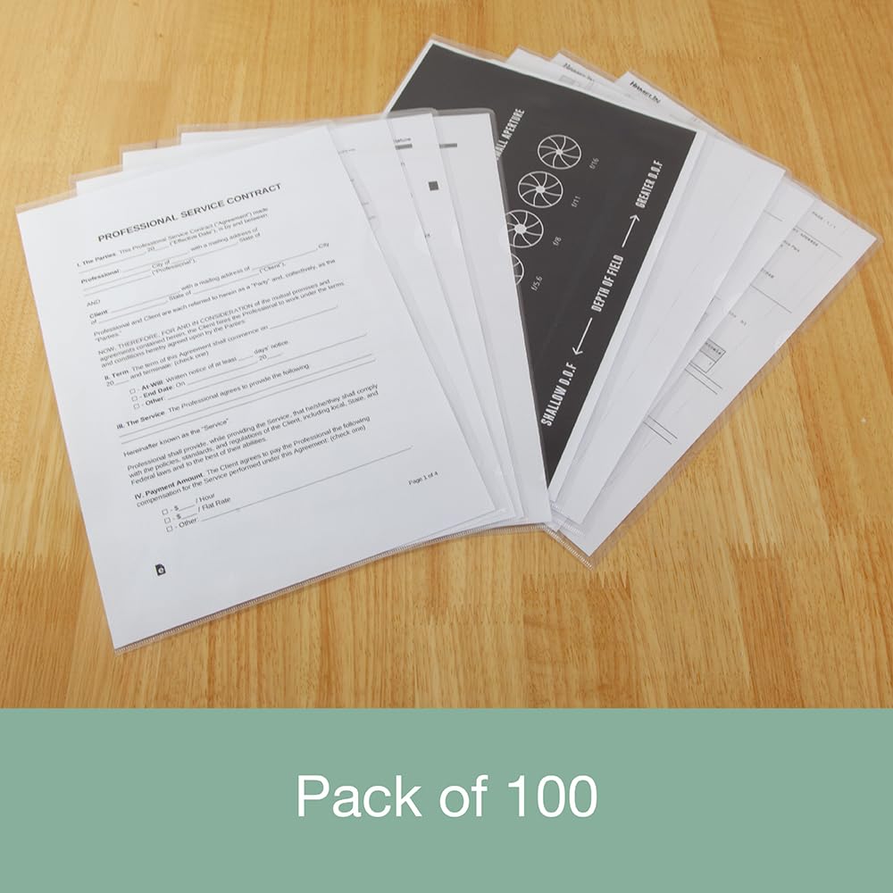 SUMMIT A4 Plastic Wallets - Pack of 100 Strong Cut Flush Folders | Clear Presentation 6