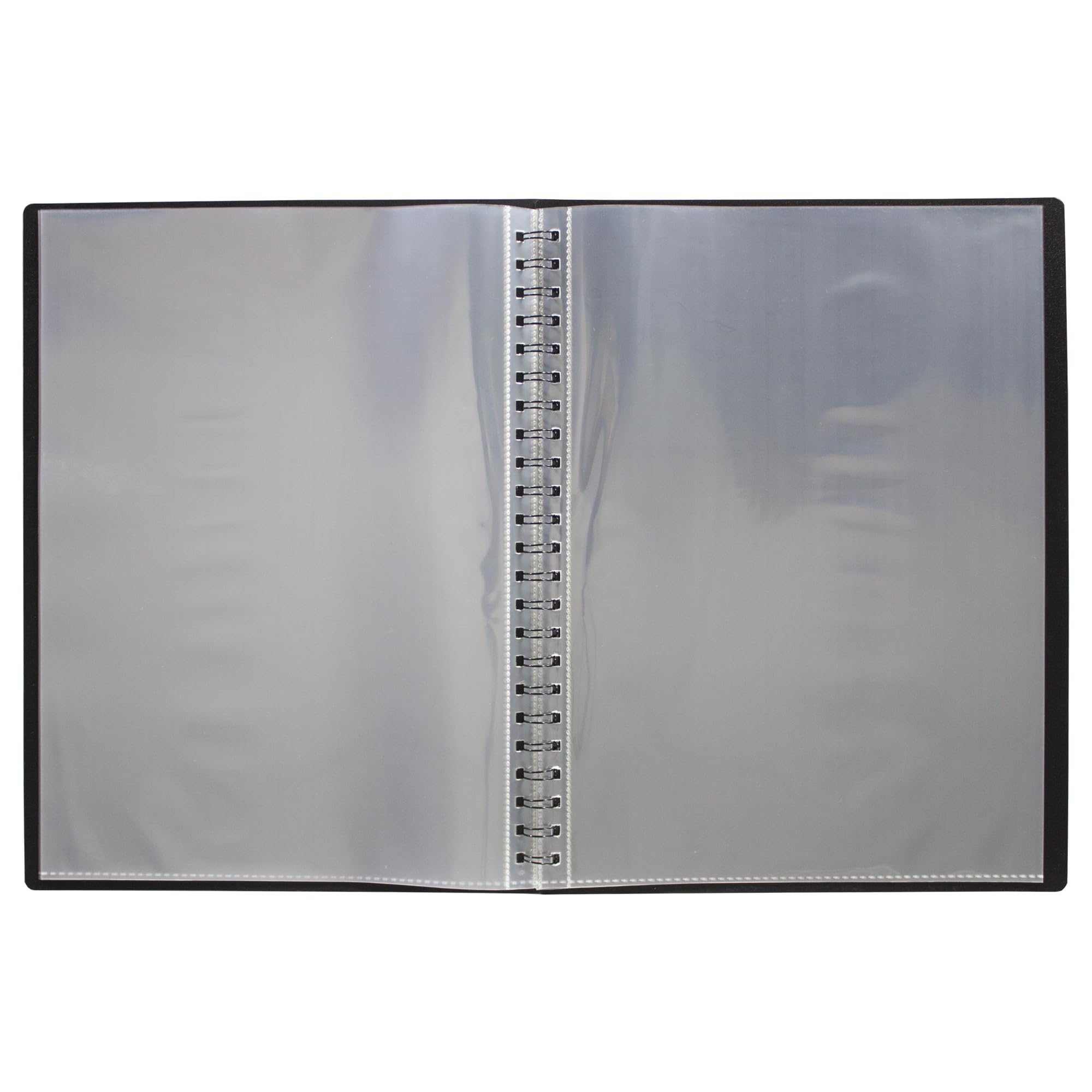 eco-eco A5 20 Pocket Fold Flat Spiral Bound Display Book | 90% Recycled Material | Black Cover 5