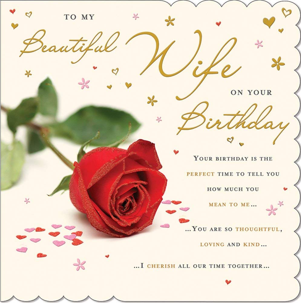 Piccadilly Greetings Wife Birthday Card | 223mm Square | Beige 1