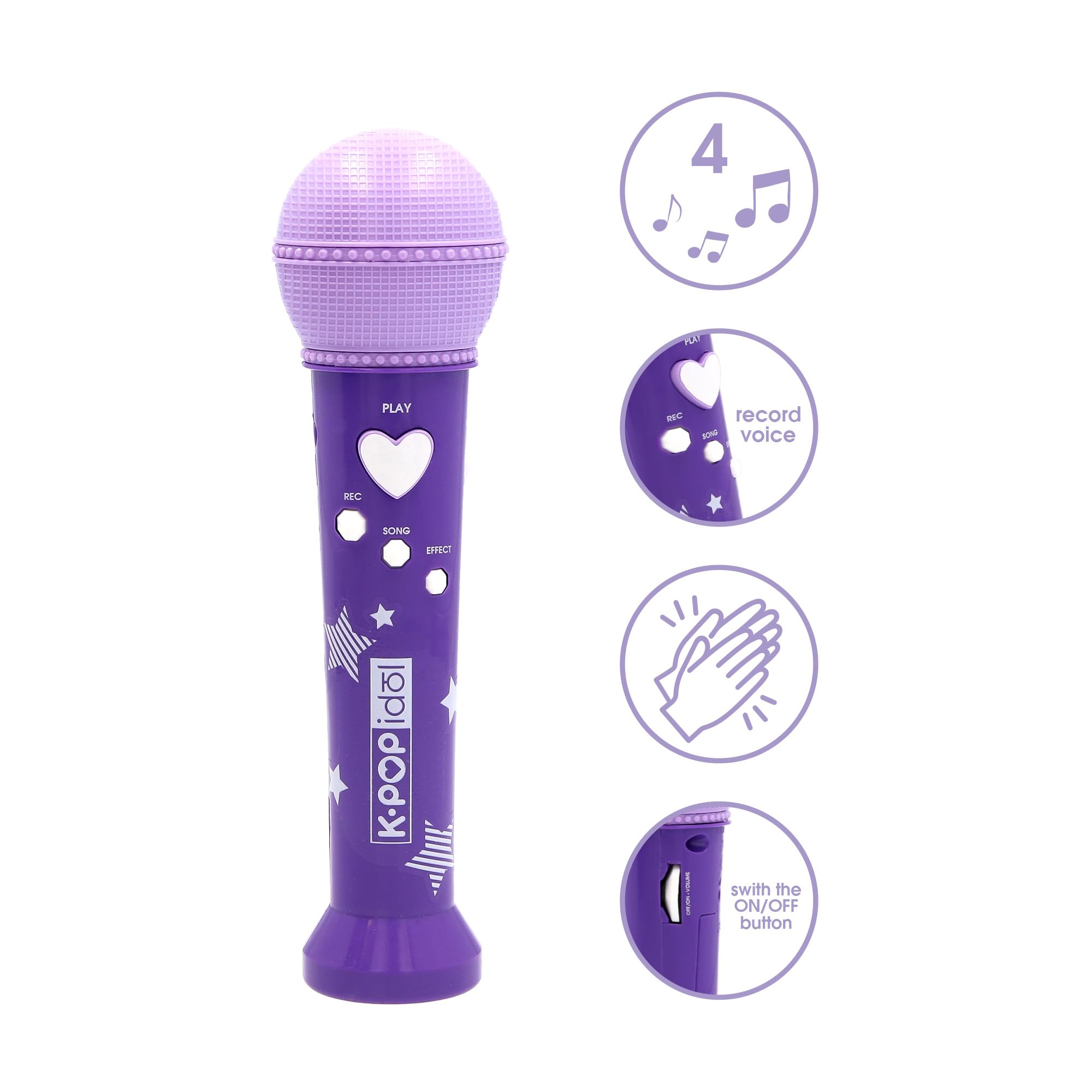 K-POP IDOL Kids Microphone Recorder - Record & Playback, Lights & Sound Effects, Multicolor