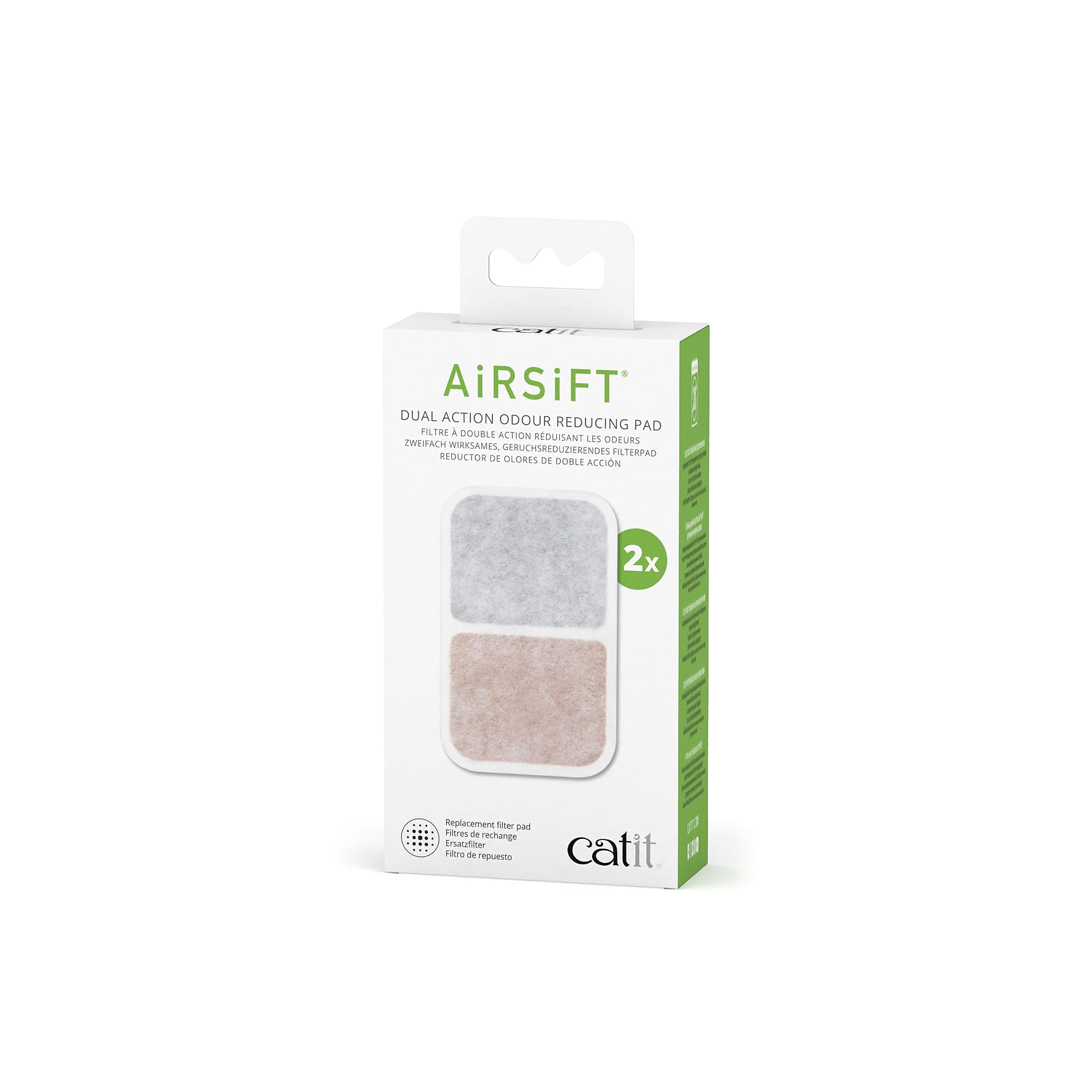 Catit AiRSiFT Dual Action Litter Box Pads - Odor Reducing, Unscented | Pack of 2