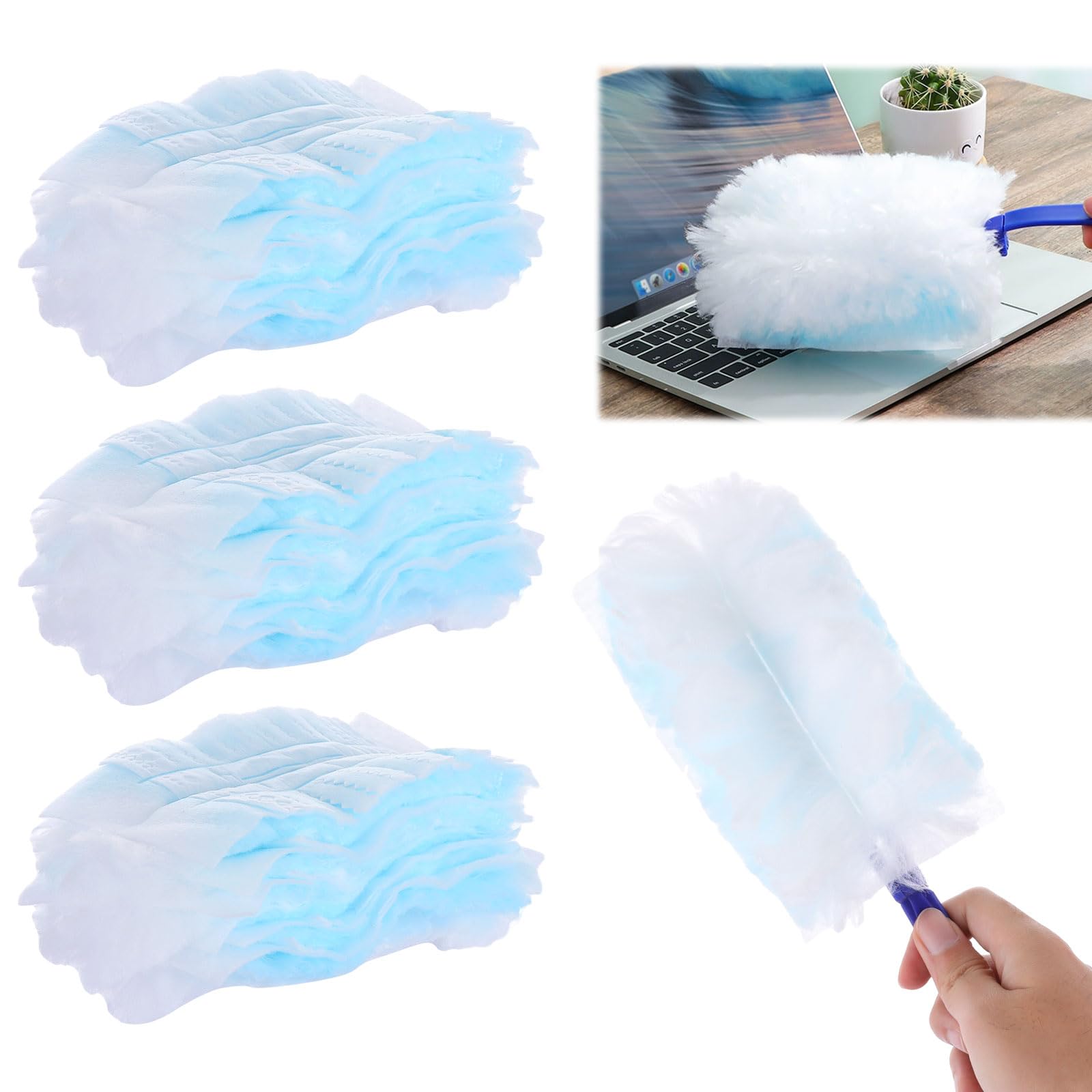 ASelected Fluffy Duster Nachfüllpackungen, 30 Stück mit 1 Griff – wiederverwendbares Reinigungswerkzeug für Zuhause