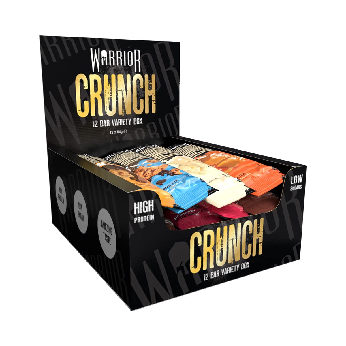 Warrior Crunch – Proteinriegel mit hohem Proteingehalt – 20 g Protein, wenig Kohlenhydrate, wenig Zucker – 12er-Pack