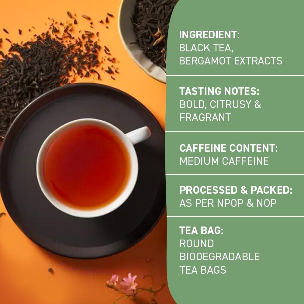 HANDPICK Earl Grey Schwarzteebeutel (100 Stück) – 100 % reiner Assam-Tee mit Bergamotte-Extrakt, Zitrusgeschmack, heiß oder eisgekühlt aufbrühen
