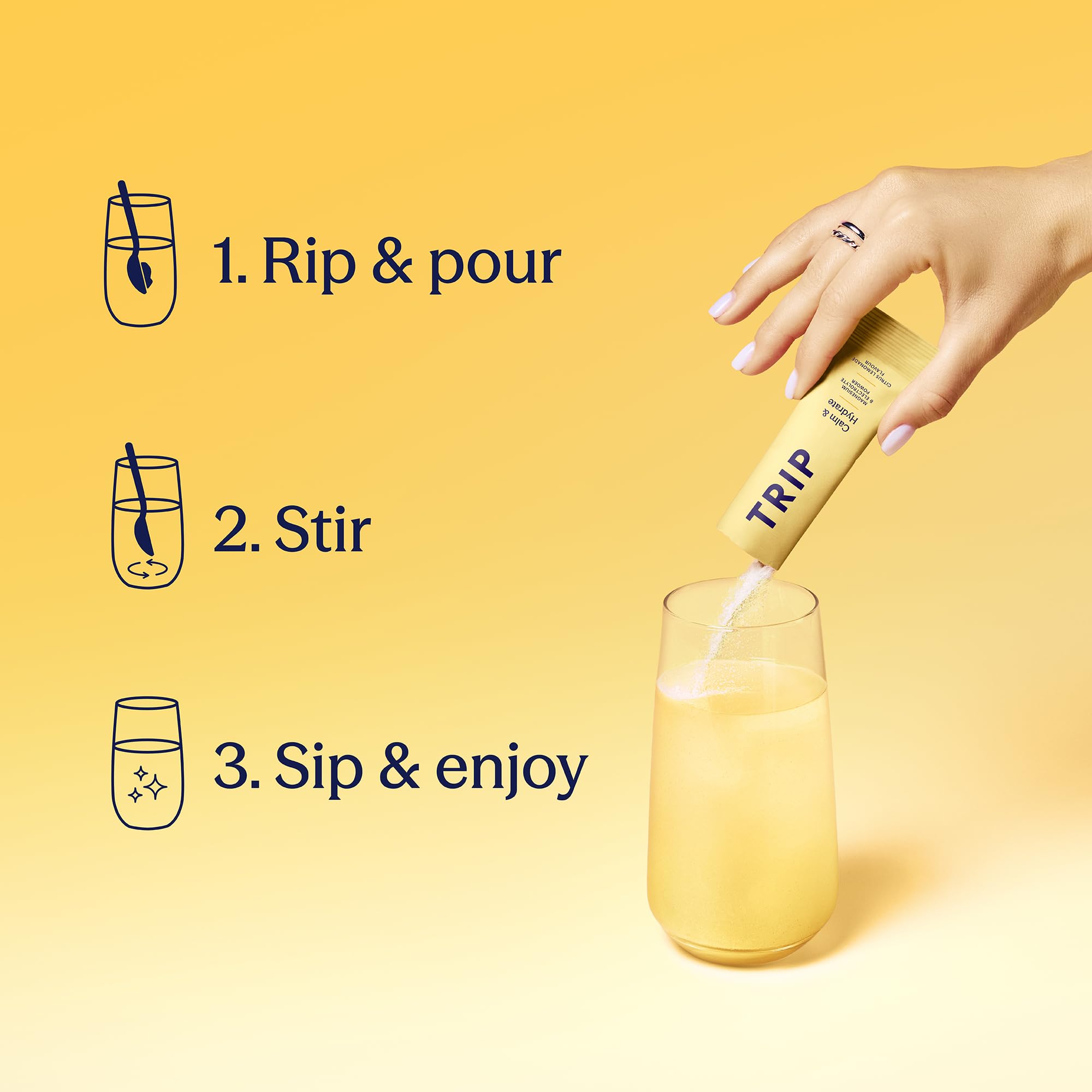 TRIP Calm & Hydrate Electrolyte + Magnesium Powder Citrus Lemonade | On-The-Go Sachets 4