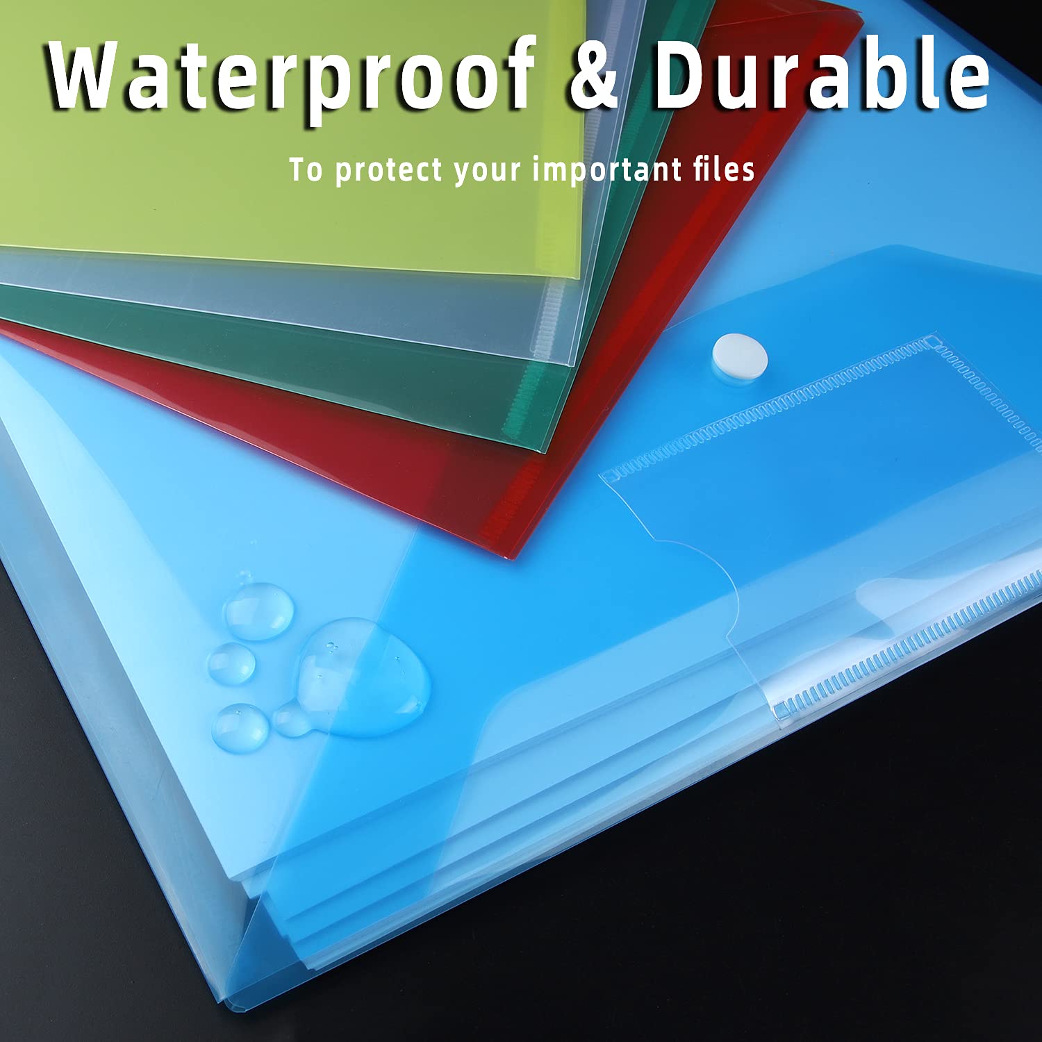 GoodtoU A4 Plastic Popper File Folders - 6 Pack | Waterproof | Holds 150 Sheets 3