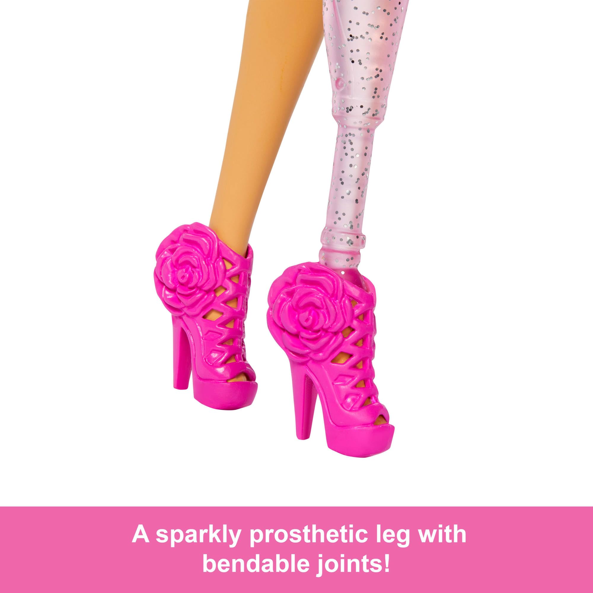 Barbie Deluxe Style Doll #2 in Barbiecore Outfit with Glittery Pink Prosthetic Leg 9