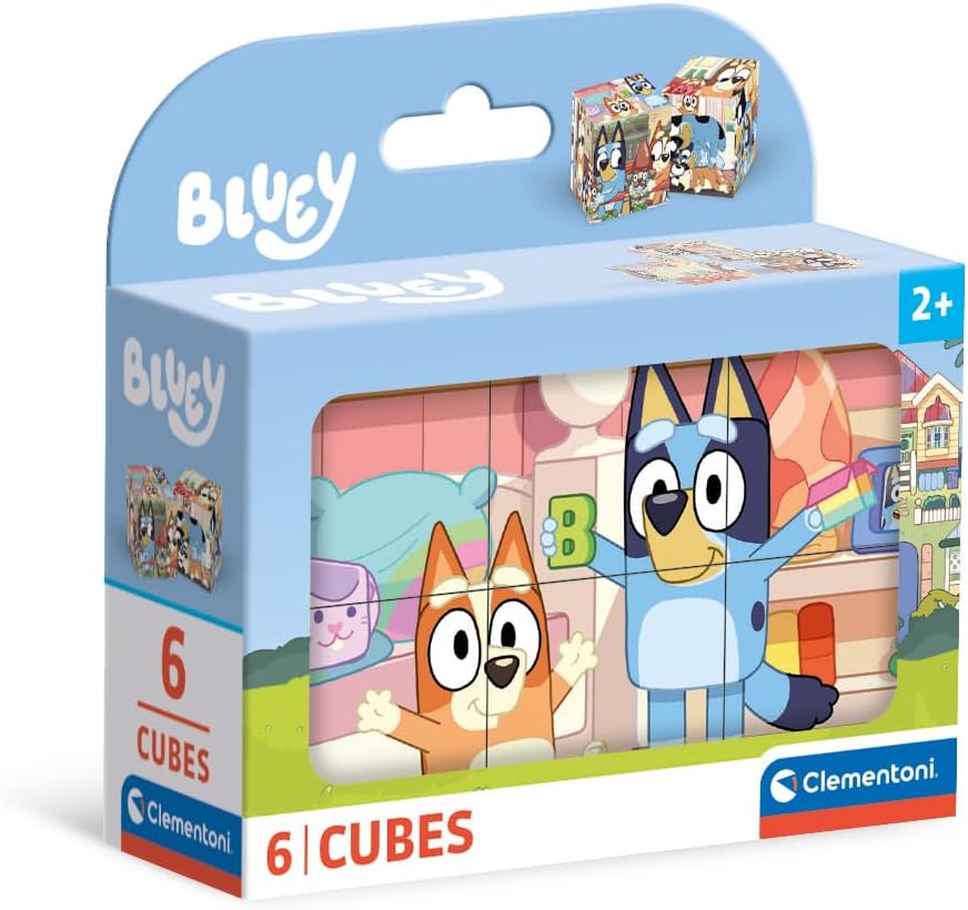 Clementoni Bluey 6-Piece Cube Puzzle Set - Educational Toddler Toy for Ages 2-4
