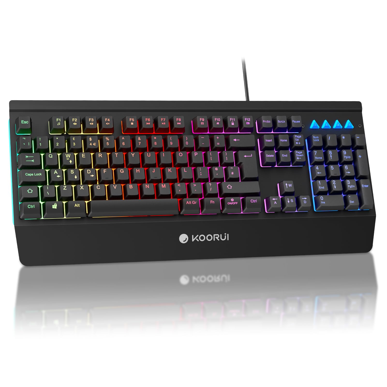 KOORUI Gaming-Tastatur – Kabelgebundene mechanische taktile Schalter RGB-Hintergrundbeleuchtung 104-Tasten PC & Mac