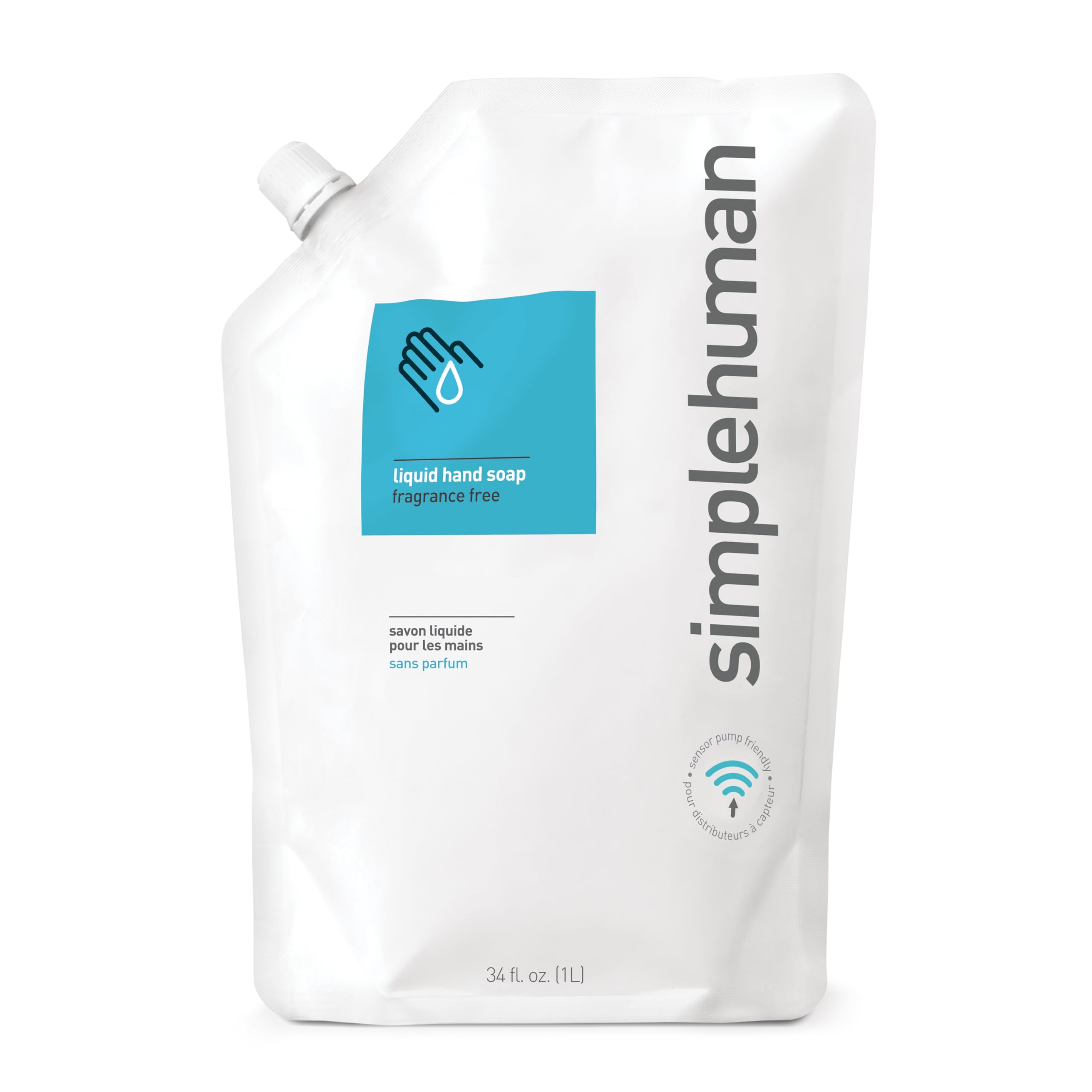 simplehuman CT1023 Fragrance Free Hand Wash Liquid Soap - 1L Moisturizing, Biodegradable 1