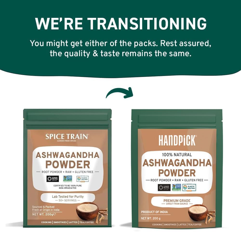 HANDPICK Ashwagandha Root Powder - Withania Somnifera - 100% Natural Non-GMO Vegan Herb from India (200g)