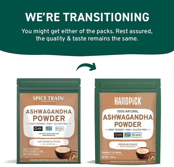 HANDPICK Ashwagandha Root Powder - Withania Somnifera - 100% Natural Non-GMO Vegan Herb from India (200g)