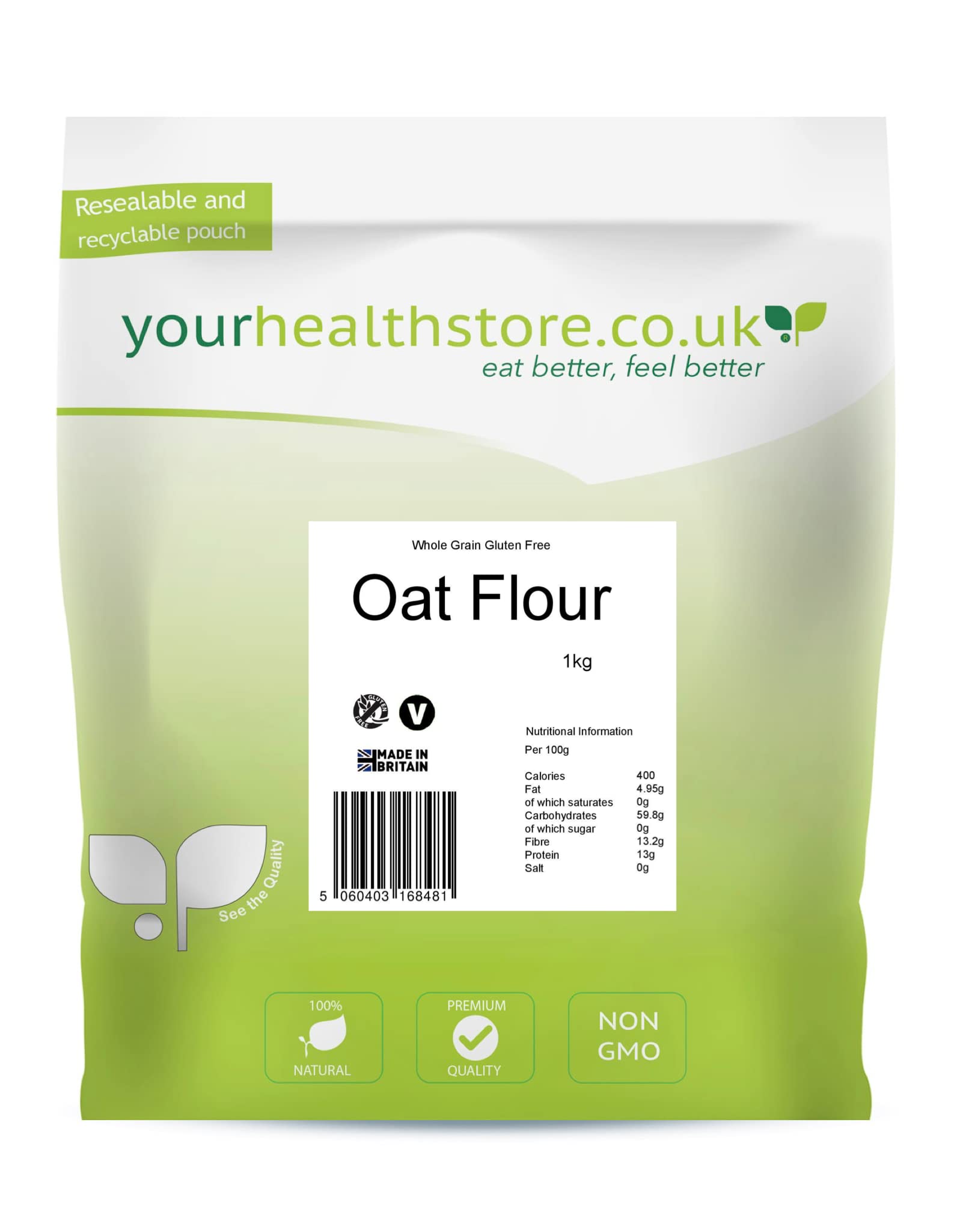 yourhealthstore Premium Whole Grain Gluten Free Oat Flour - 1kg 1