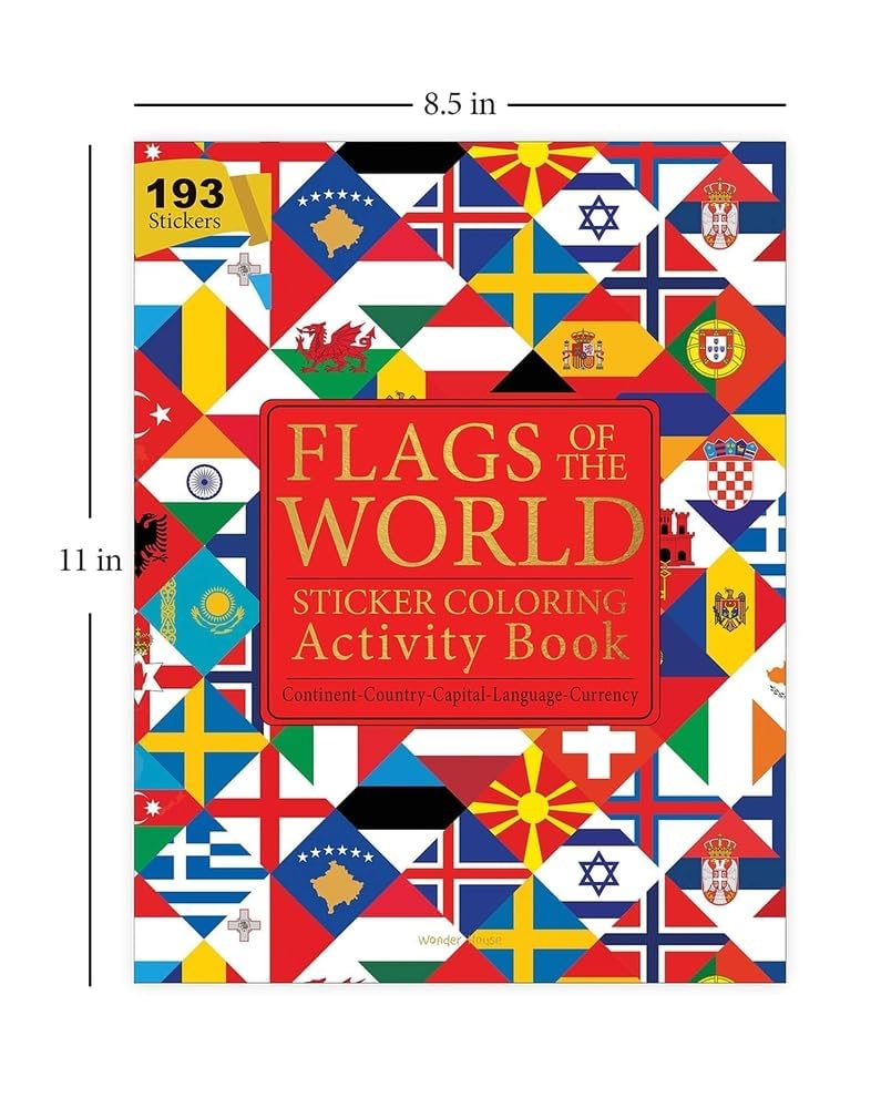 Wonder House Flags of the World Sticker Coloring Activity Book - Ages 5-10 | 72 Pages | English 3