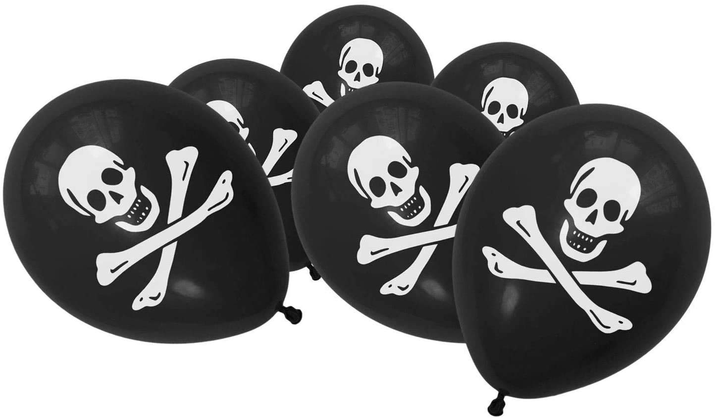 SHATCHI Pirate Party Balloons - 15 Pack Latex Skull & Crossbones | Black | Unisex Children 6