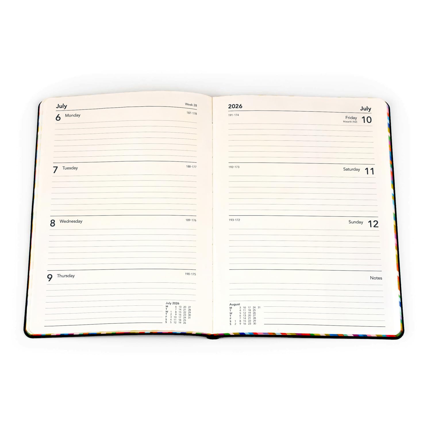 Collins Edge Rainbow 2026 Appointment Book Planner - A5 Week-To-View | PU Cover | Charcoal