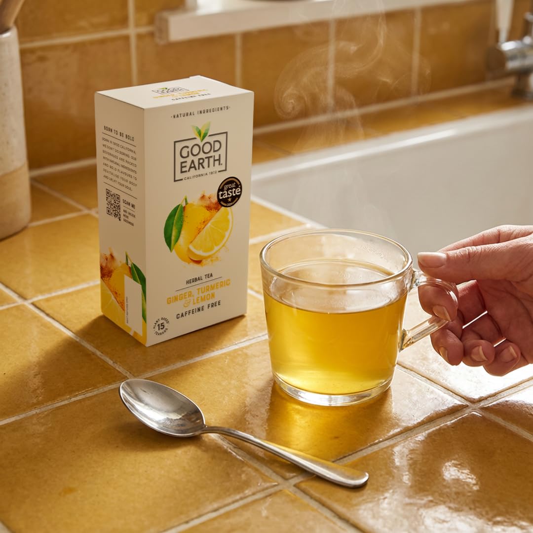 Good Earth Tea Co. Ginger, Turmeric and Lemon Herbal Tea - 15 Bags | Caffeine Free 3