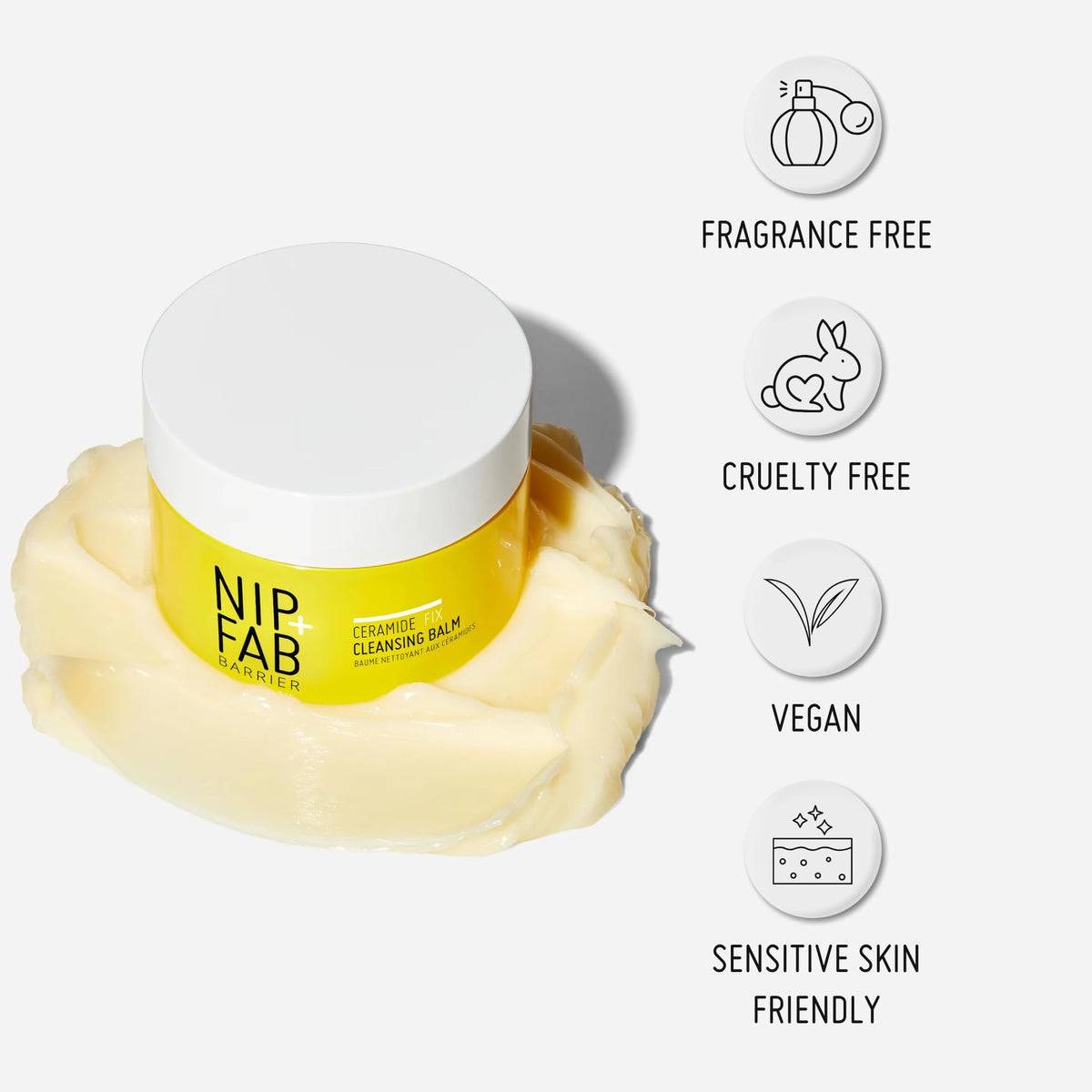Nip+Fab Ceramide Fix Cleansing Balm - Hydrating Makeup Remover for Dry & Sensitive Skin | 75 ml