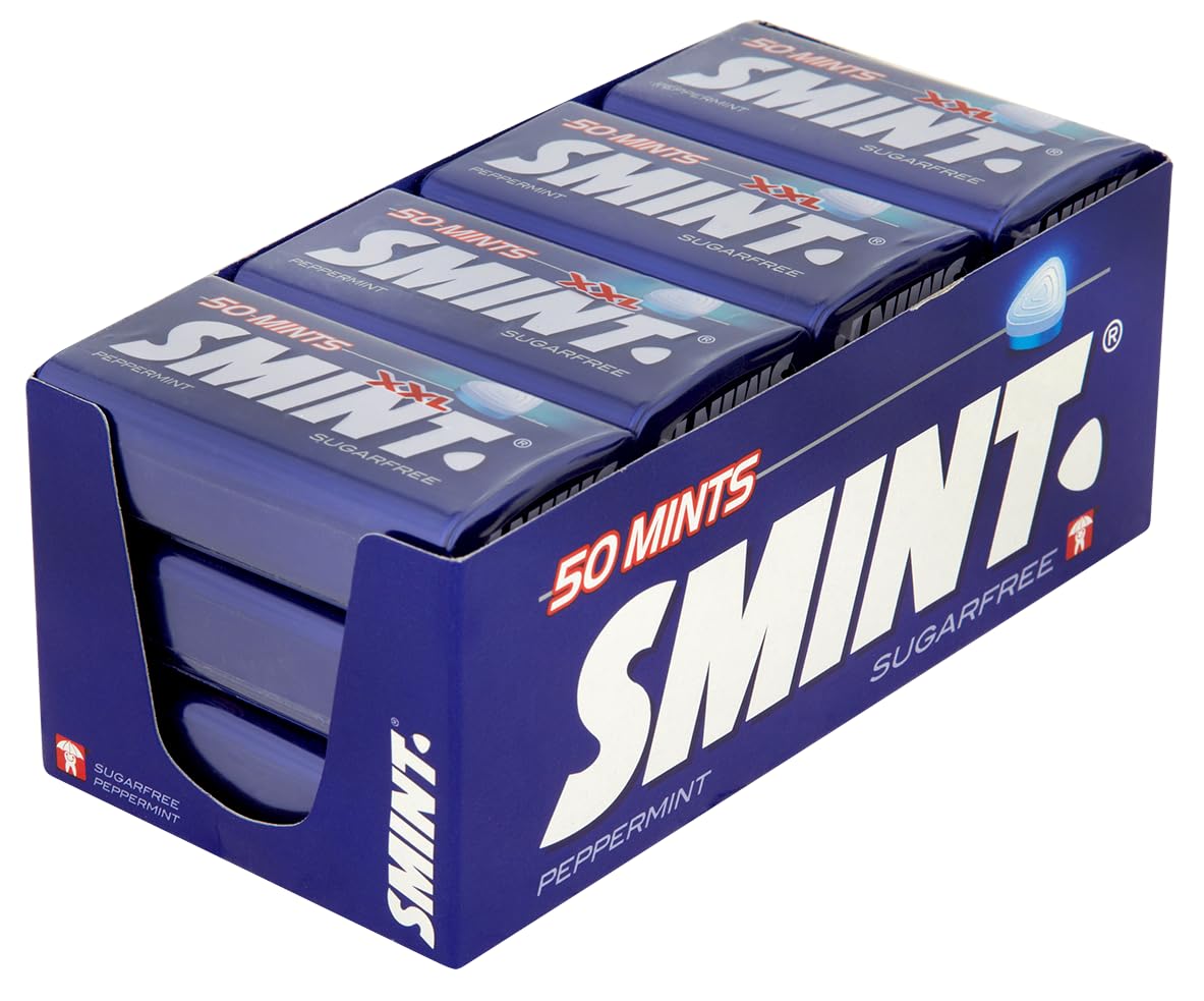 Smint Sugar Free Peppermint Mints - 50 XXL Tin | Tooth-Friendly Xylitol | Suitable for Vegetarians