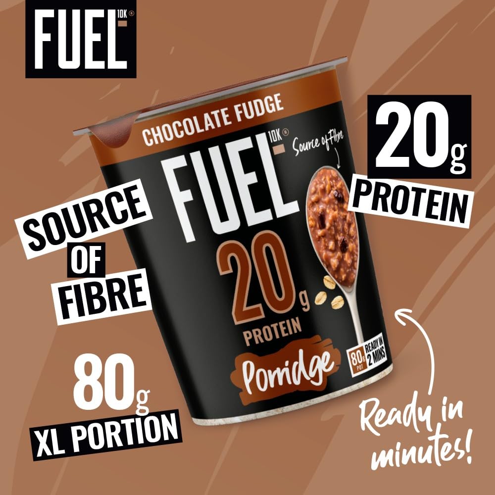 FUEL10K High Protein Chocolate Fudge Porridge Pot - 20g Protein, Source of Fibre | 8 Pack 3