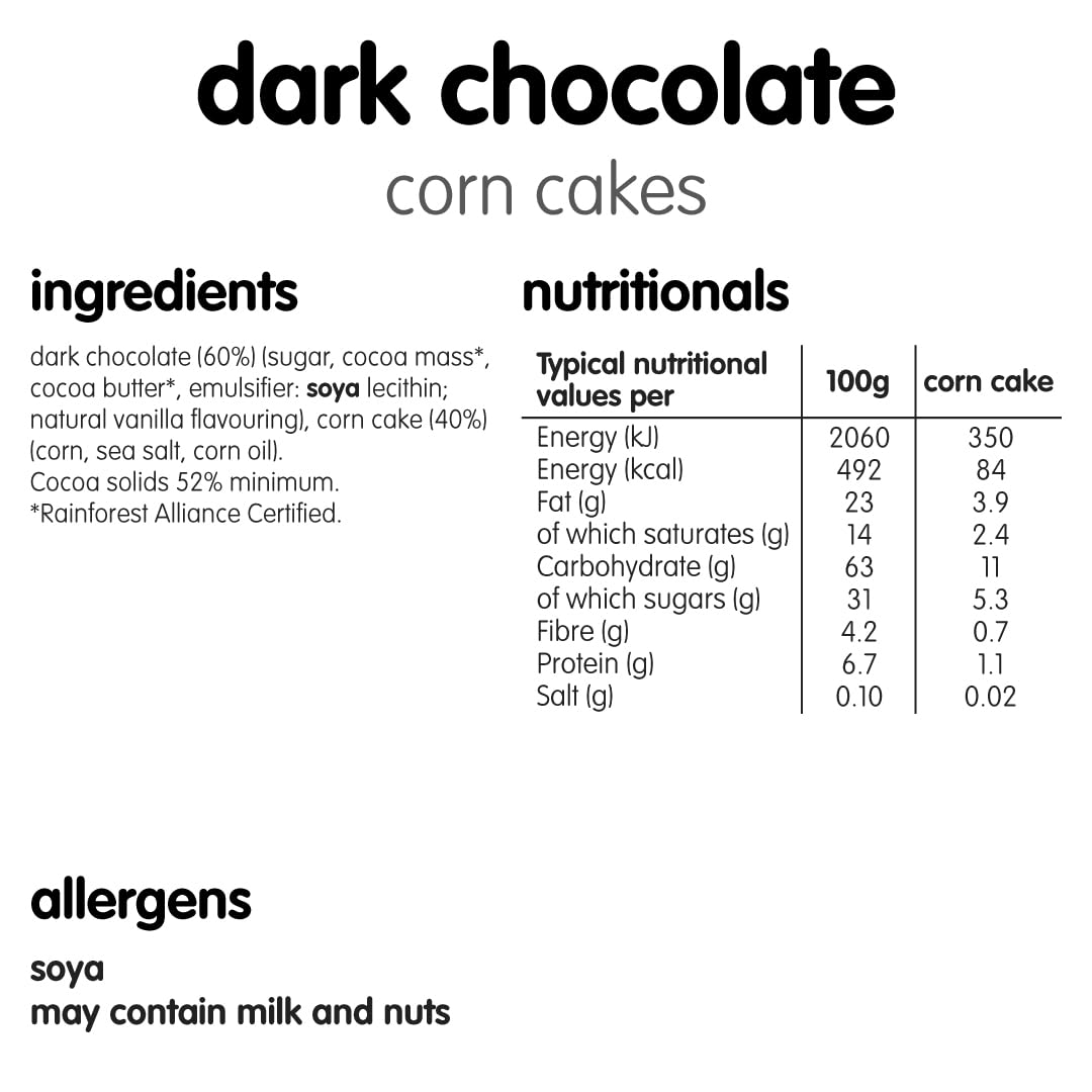 Itsu Dark Chocolate Corn Cakes 34g | Gluten Free | Healthy Snack | Pack of 15