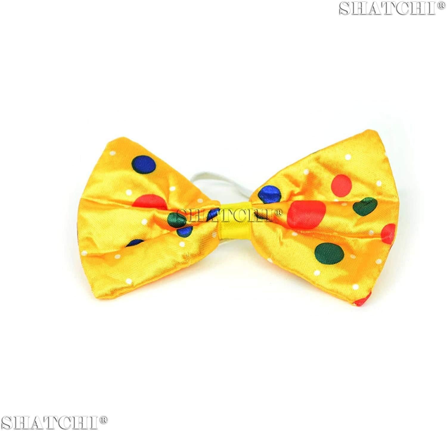 SHATCHI Clown Bow Tie Small Spotted Polka Dots Fancy Dress Party Accessory