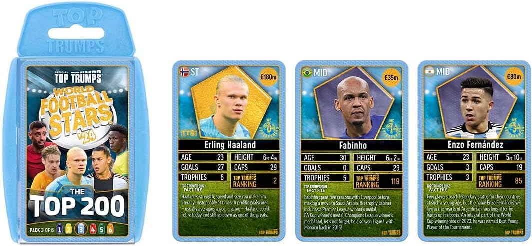 Top Trumps World Football Stars Top 200 Card Game Pack 3 3